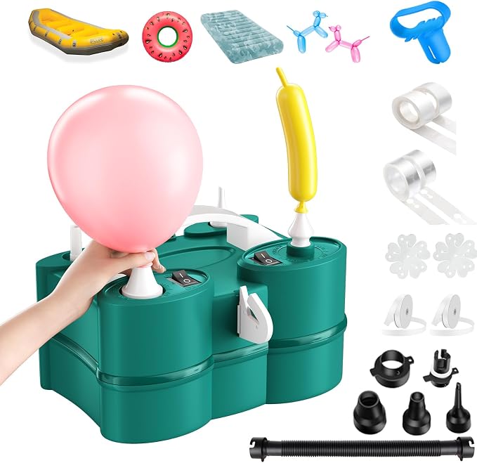 FunHot Electric Balloon Pump, Portable Dual Nozzle Air Pump by FunHot