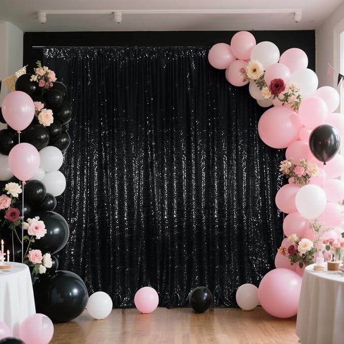 SquarePie 5x7ft Black Sequin Backdrop, High Density Non-Transparent Glitter - Image 9