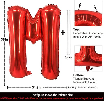 Lovoir 40 Inch Large Red Letter M Balloons Big Size Jumbo Mylar Foil Helium - Image 2