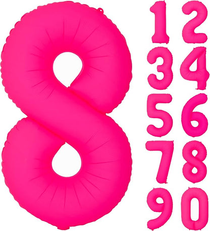40IN Fluorescent Pink Number 8 Balloons Glow In The Dark Pink Balloon | by YOIOZAIZAI