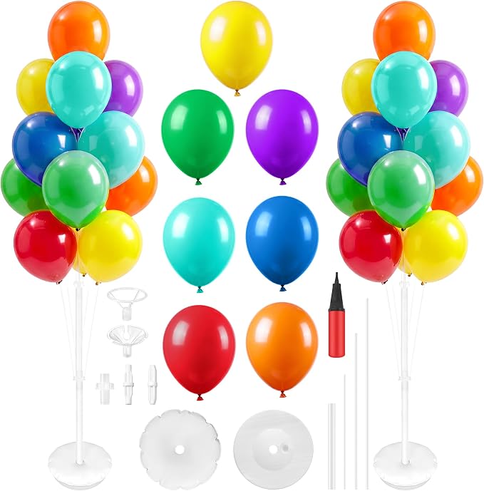 Aneco 4 Set Rainbow Latex Balloon Stand Kit by Aneco