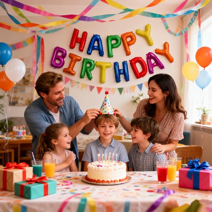 16" Happy Birthday Foil Letter Balloons Banner Set | Alphabet Balloons - Image 4