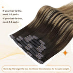 Full Shine Real Hair Extensions Clip in Human Hair 22 Inch Seamless Clip in Hair Extensions Dark Brown Balayage to Light Brown with Caramel Blonde Softness 8 PCS 120 G