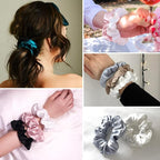 LilySilk Silk Hair Scrunchie, 100% Mulberry Silk, No Damage, Elastic, Chocolate, 1 Count