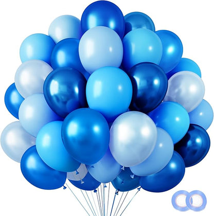 RUBFAC Blue Balloons, Light Blue Birthday Balloons 65pcs Pearl Pastel Party by RUBFAC