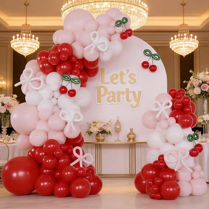 Red Cherry Balloon Garland Arch Kit - Image 4