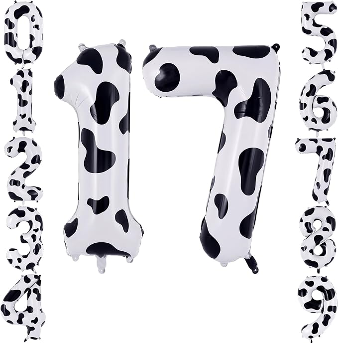 40 Inch Cow Print Number 17 Balloon by TNCDJKPA