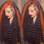250 density Ginger Deep Wave Lace Front Wigs Human Hair Pre Plucked Hairline Glueless Wigs for Women 13x6 HD Lace Front Wigs Ginger Orange Curly Human Hair Wig Brazilian Hair 26 Inch