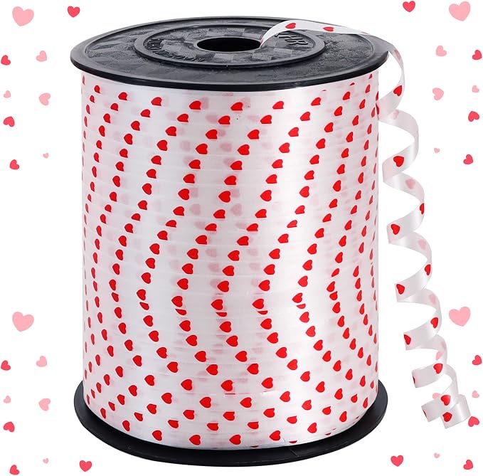 BEISHIDA White with Heart Curling Ribbon, Balloon String 500 Yards by Beishida