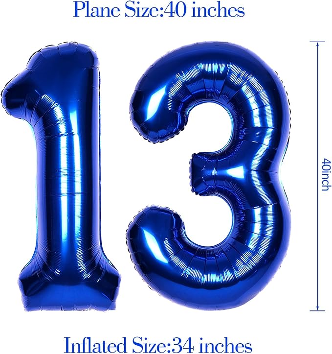 40 Inch Navy Blue Big Number 13 Balloon 0-9 Large Helium | Royal Blue Balloons - Image 6
