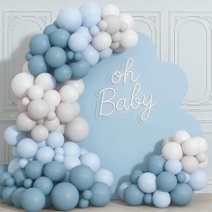 Dusty Blue Sand White Balloon Garland Arch Kit | Light Blue White Balloons - Image 6