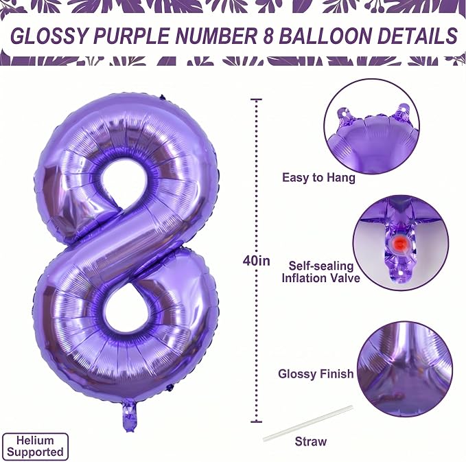 Purple Number 18 Balloon 40 Inch, Large Metallic Lavender Mylar Foil 18th - Image 4
