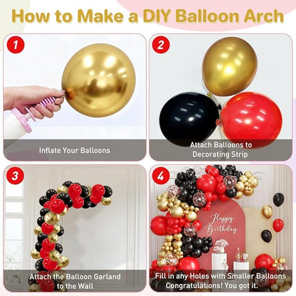 Red Black Gold Balloons Garland Arch Kit - Image 3
