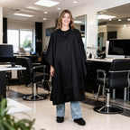 6 Pack Black Waterproof Hair Salon Cape Large Hair Cutting Salon Cape with Metal Snap Closure Haircut Apron for Women Men Hairstylists,Black