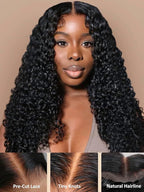 Julia Hair Bye Bye Knots Glueless Wig Curly Pre Cut Lace Front Wigs Human Hair for Women 12A Upgrade 7x5 Lace Closure Wig Pre Plucked with Pre Bleached Knots Put on and Go Natural Color 22 Inch