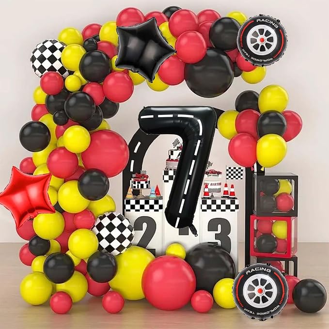 Race Car Balloons, 40 Inch Racetrack Number 7 Balloon, Big Number Balloons Black - Image 6