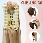 Hairro Claw Clip Ponytail Human Hair Extensions Jaw On Ponytails Remy Long Straight Jaw/Claw Clips Pony Tail Hairpieces For Women 18 Inch 115g #12P613 Golden Brown Mix Bleach Blonde