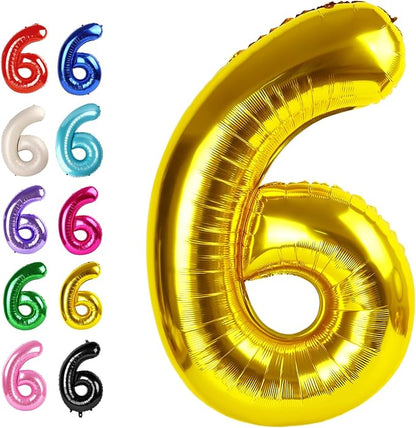 Gold Number 6 Balloon 40 inch, Balloon numbers party supplies, deco photo shoot by Upgesy