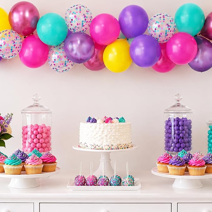 Purple Pink Blue Confetti Balloon, Birthday Balloons Party Decorations- 12in - Image 2