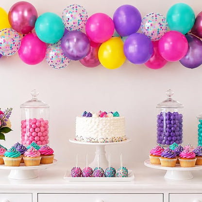 Purple Pink Blue Confetti Balloon, Birthday Balloons Party Decorations- 12in - Image 2