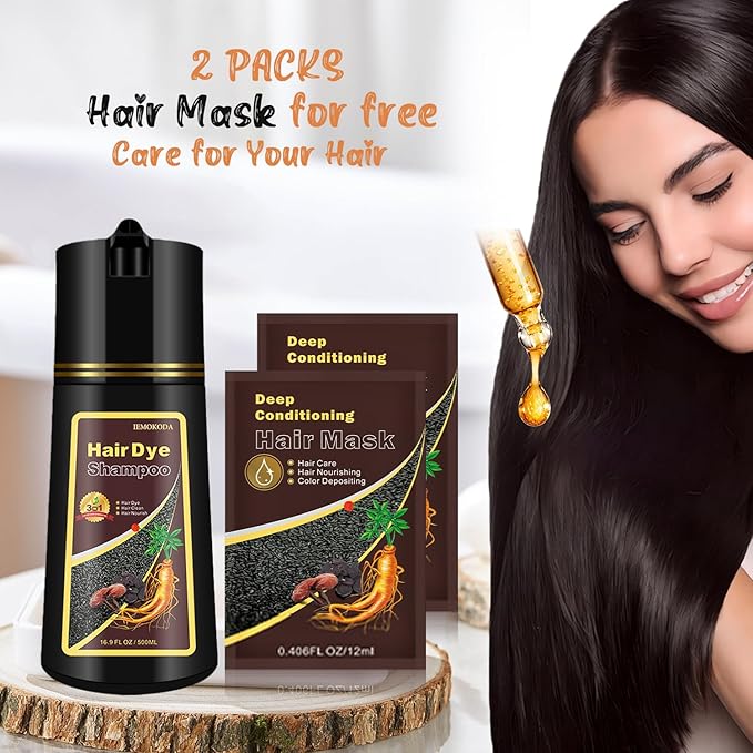 Red Hair Dye Shampoo 3 in 1, Semi-Permanent Burgundy Hair Dye, Works in Minutes, Instant Hair Color Shampoo for Women Men, Champu Para Pintar el Pelo, Champu Para Canas, Easy to Use 16.90 Fl Oz