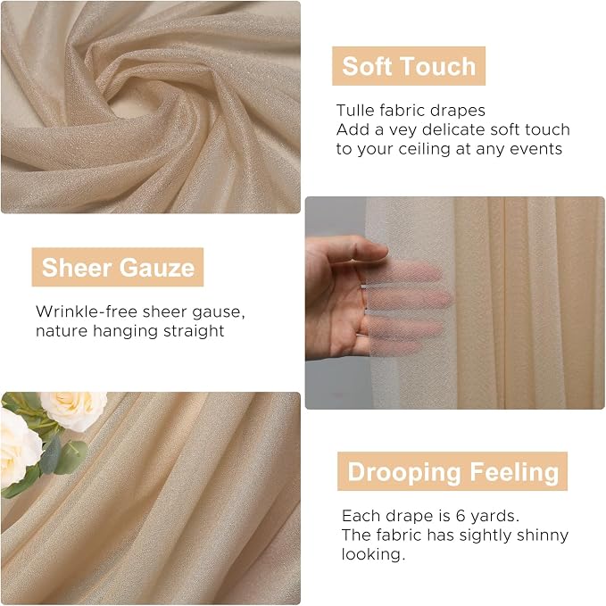 Nude Wedding Arch Draping Fabric Backdrop Drapes Sheer 6 Panels | 28.7"x20FT - Image 2