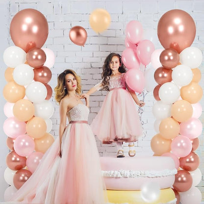 Jenaai 2 Sets 163 Pcs Pink Metallic Rose Gold Balloons Column Stand Kit Bridal - Image 6