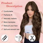 NAYOO Long Dark Brown Wavy Wig for Women 26 Inch Middle Part Curly Wavy Wig Natural Looking Synthetic Heat Resistant Fiber for Daily Party Use(26 Inch Dark Brown)