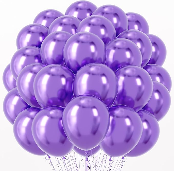 Voircoloria 66pcs Metallic Purple Latex Party Balloons, 12inch | by Voircoloria