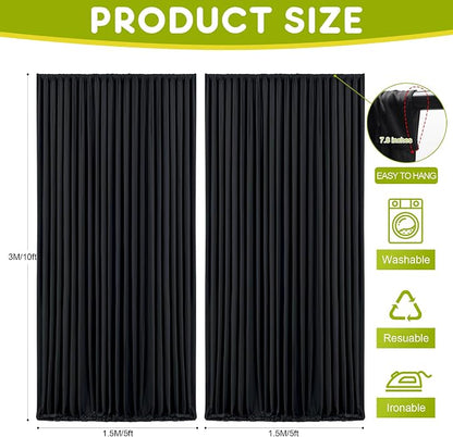 Black Backdrop Curtain for Wedding Parties Backdrop Drapes 10x10FT | Wrinkle - Image 2