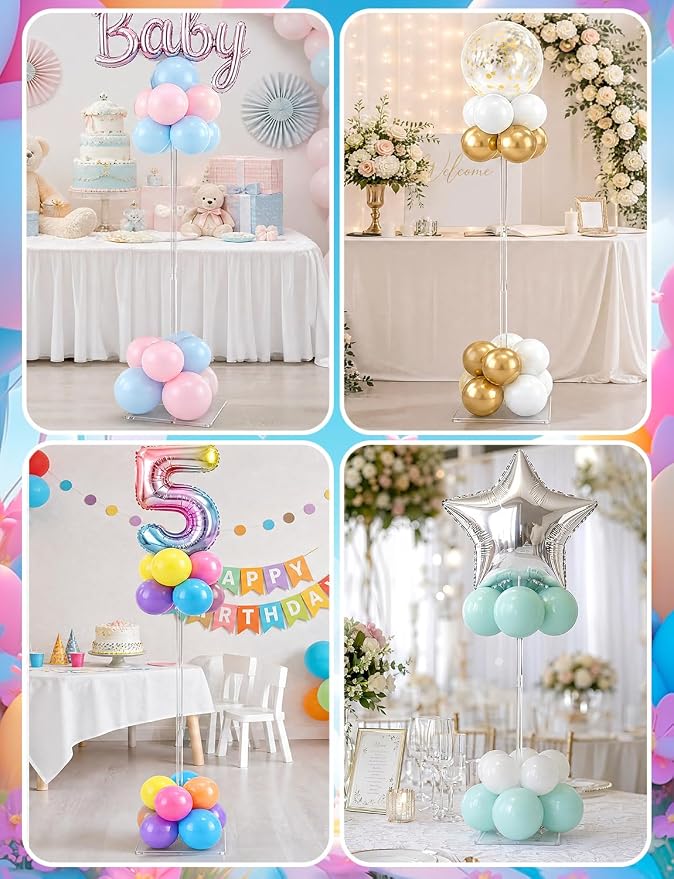 Clear Acrylic Balloon Stand Kit, 5 Pack, 23.6 Inch | Reusable Balloon Sticks - Image 8