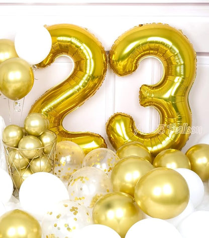 AULE 40 Inch Gold 23 Balloon Number Foil 0-9 Birthday Big Numbers | Birthday - Image 4