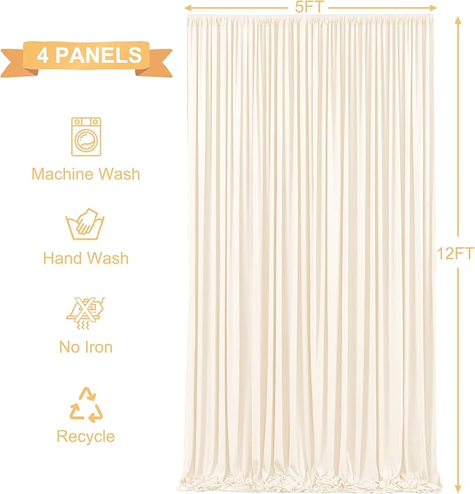 4 Panels Champagne Backdrop Curtains - Image 6