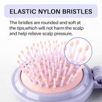 RHOS Hair Brush with Mirror for Women, Girls - Compact Folding Brush with Soft Nylon Bristles and Mirror - Portable Hair Brush for Travel (Purple)