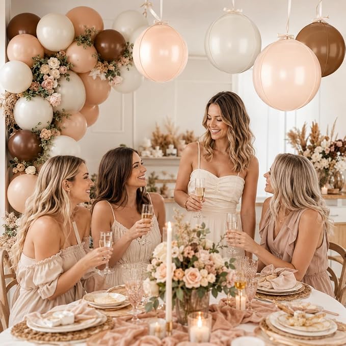 Cream Brown Balloons Foil, 22 Inch Round Ball Baloons - Image 4
