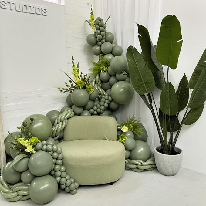 Awenztech 122pcs Pastel Sage Green Latex Balloons in 18 12 10 5 inches | Wedding - Image 8