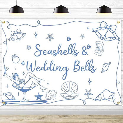 Seashells & Wedding Bells Backdrop Banner by Ramciyo
