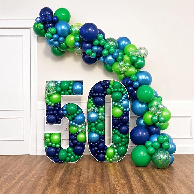 Blue and Green Balloons for Graduation Baby Shower Birthday Decorations | 60Pcs - Image 5