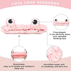 Jowmoy Pink Frog Eye Elastic Headband - Versatile for Spa, Skincare, Makeup, Face Wash, Fun Gift for Women (1 Pack)
