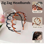 5 PCS Zig Zag Headbands for Women Non Slip, Recycled Plastic Tortoise & Black Headbands with Teeth for Slicked Back Styles, high skull headband Comfortable Comb Hairbands for Women & Girls