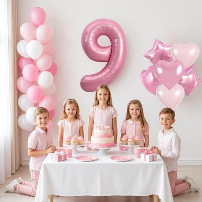 TONIFUL 9th Birthday Balloons Kit 40 Inch Pink Large Number 9 Foil Balloon | - Image 5