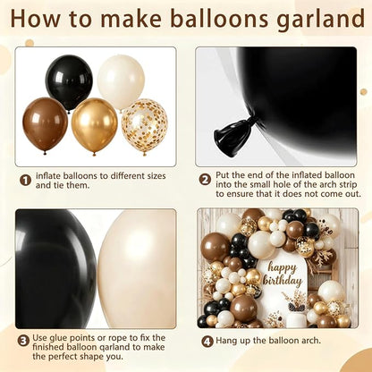 Brown Black Gold Balloon Arch Kit, Party Decoration | Sand White, - Image 3