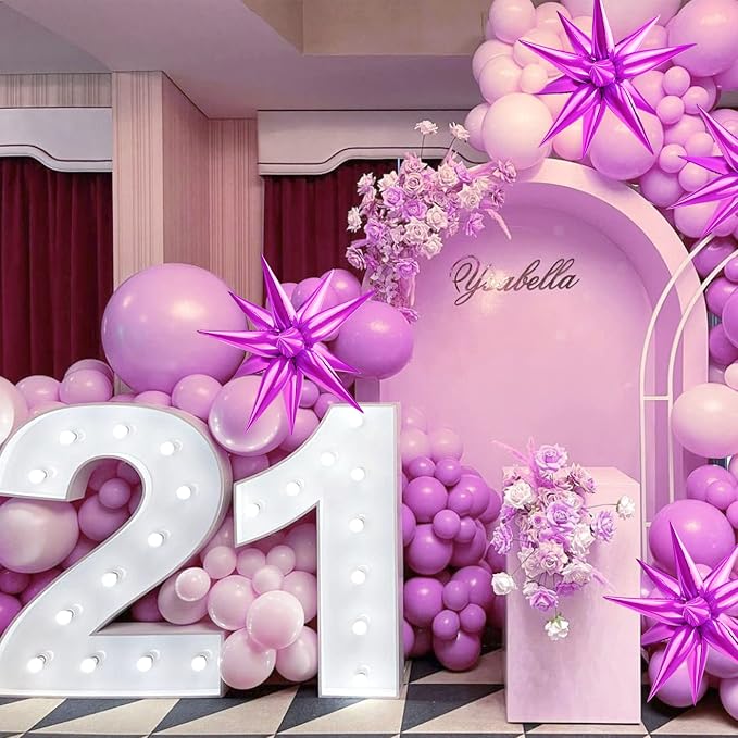 60 PCS Hot Pink Star Balloons, 12 Point cone Spike Explosion Star Foil Balloons - Image 5