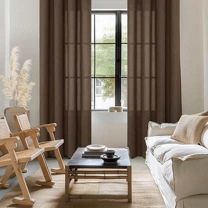YoungsTex Brown Linen Curtains 80 Inch Length - Image 2