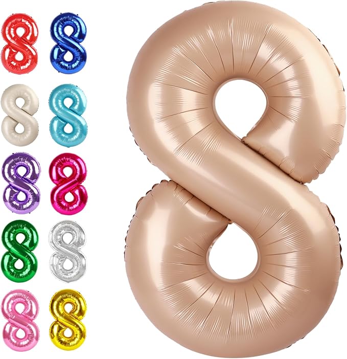 Light Brown Number 8 Balloon 40 inch, Light Brown Birthday Party Decorations | by Upgesy