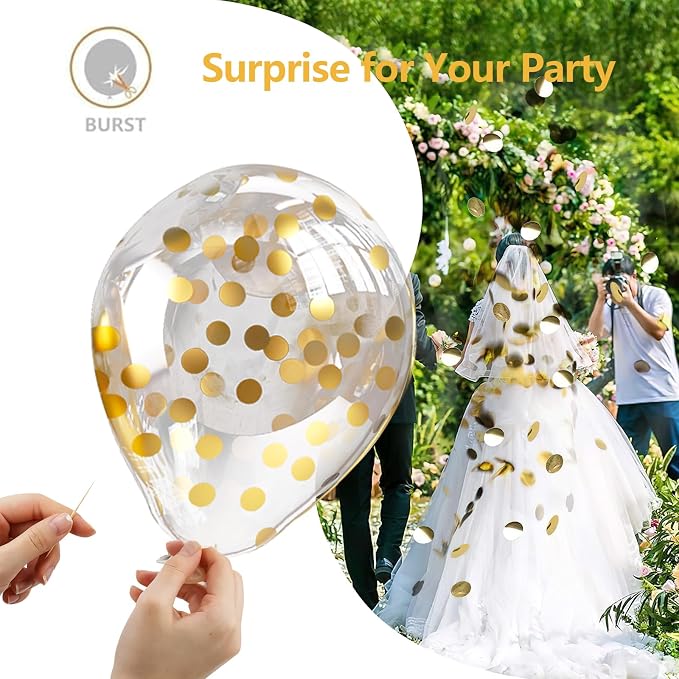 Bezente Gold Confetti Latex Party Balloons 60 Pack 12 inch | Helium Gold - Image 7