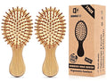 Pack of 2 Hair Brush with Natural Boar Bristles, Massages Scalp Anti-Static Hair Detangle for All Types, Lightweight(MINI)