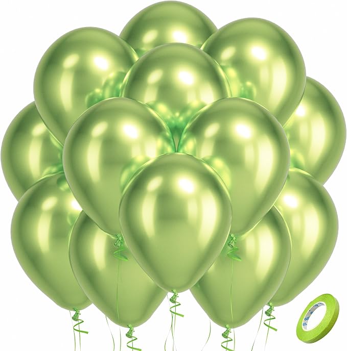 Bezente Metallic Green Balloons Latex Party Balloons 100 Pack 12 inch | by Bezente