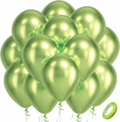 Bezente Metallic Green Balloons Latex Party Balloons 100 Pack 12 inch | by Bezente