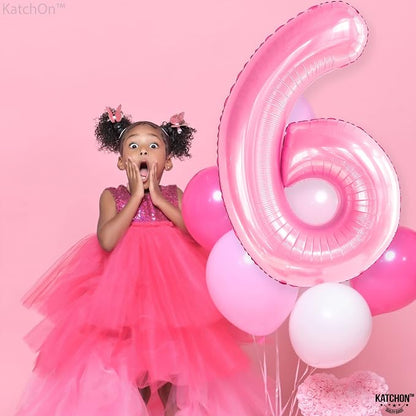 KatchOn Giant Light Pink Number 6 Balloon - Image 6